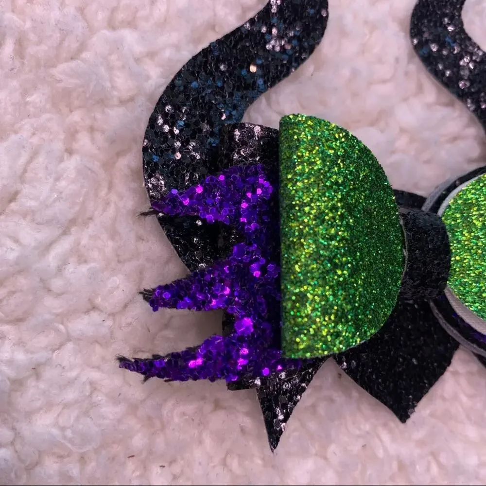 Halloween Evil Queen Black and Purple Hair Bow